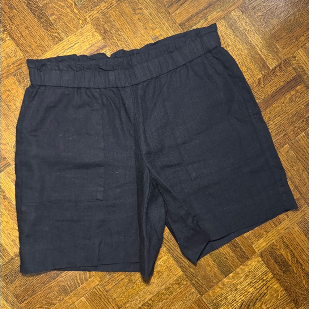 J.JILL Love Linen Pull On Black Shorts Linen Elastic Waist Small Beach Vibes - Picture 2 of 10